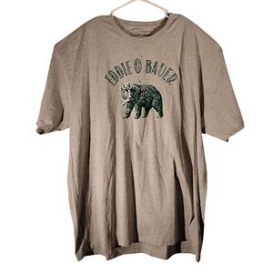 Eddie Bauer tshirt mens 2XL XXL gray short sleeve bear fish graphic tee camp